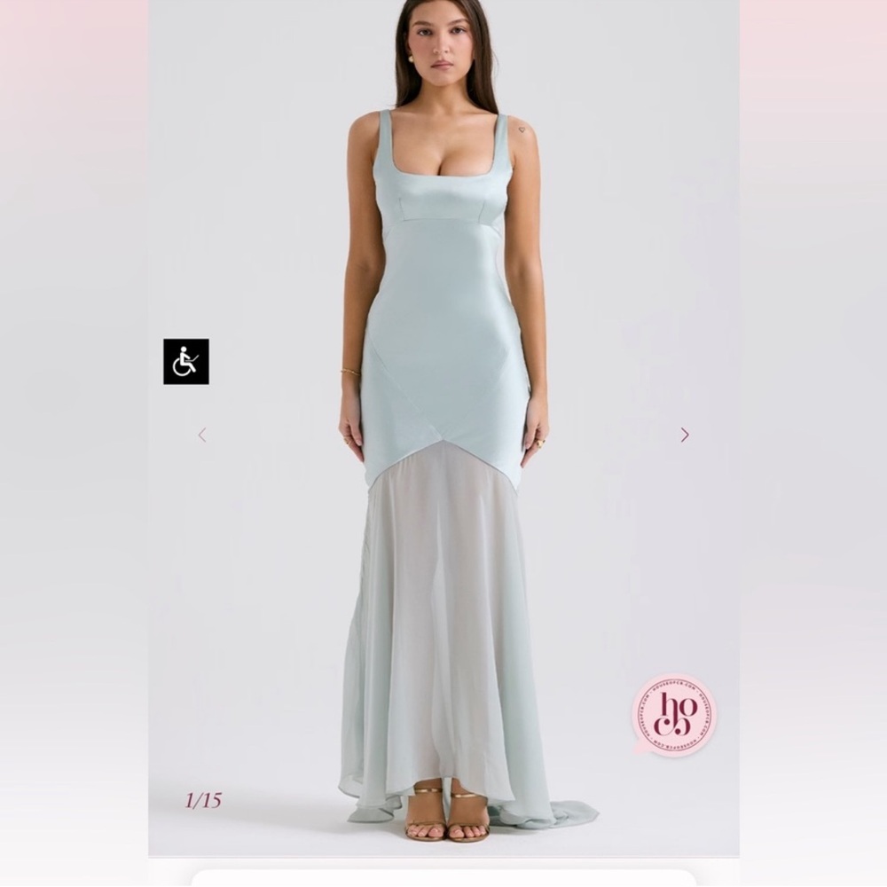 House of cb vittoria' Pistachio Chiffon Floor Length Gown